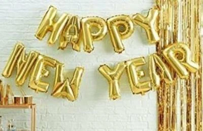 Happy New Year Aluminum Foil Balloons + 2 Star Balloons - Image 1 of 4