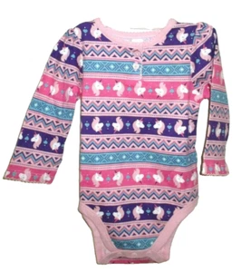 New Baby Girl size 6-9 Months One Piece Unicorn Pink Purple Top Long Sleeves - Picture 1 of 2