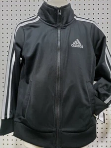 Boys Kids Youth NEW Adidas Full Zippered Hoodie shirt Long Sleeve Black Size 4 - Picture 1 of 3