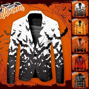 Suit Jackets for Men Men Halloween Themed Printed Suit Casual Loose Comfortable - Picture 1 of 32