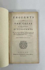 Edmund Burke / THOUGHTS ON THE CAUSE OF THE PRESENT DISCONTENTS 1775 - Imagen 1 de 2