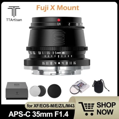 TTArtisan 35mm F1.4 APS-C Lens for Fuji Fujifilm X-Mount Cameras X-A1 X-A10 X-A2 - Image 1 of 4