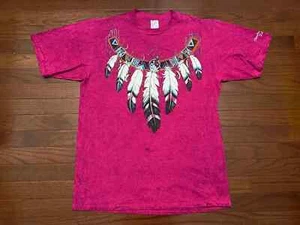 VINTAGE 90's FEATHER NECKLACE T SHIRT MENS LARGE PINK SHOSHONE FALLS IDAHO e - Picture 1 of 6