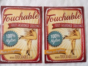 2 Pairs TOUCHABLE Fully Fashioned Stockings CUBAN Heels FULL CONTRAST LARGE - Picture 1 of 3