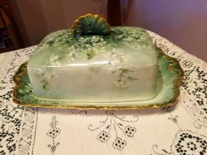 Large Limoges Hand Painted Cheese Covered Dish - Picture 1 of 6