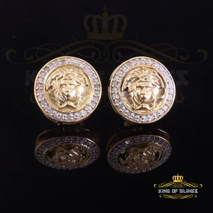 0.20ct Diamond 925 Sterling Yellow Silver for Men's & Womens Stud Medusa Earring - Picture 1 of 12
