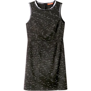 NWT Joe Fresh Faux Leather Trim Shift STRETCH Dress Black Heathered Sleeveless L - Picture 1 of 3