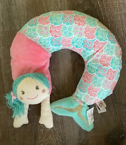 MAISON CHIC neues Meerjungfrau Nacken Reisekissen für ein Kind ~ Plüsch ~ 11 Zoll ~ rosa & aquamarin - Bild 1 von 6