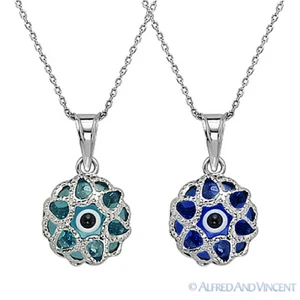 Mal de ojo colgante griego Mati turco Nazar Hamsa Kabbalah dijes collar de plata - Imagen 1 de 3