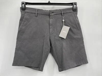 $175 Neiman Marcus Men's Gray Solid Stretch Pull-On Cotton Flat Shorts Size 34 - Image 1 of 4