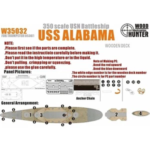 Hunter W35032 1/350 Wood Deck USN BATTLESHIP USS ALABAMA FOR TRUMPETER 05307 - Picture 1 of 3