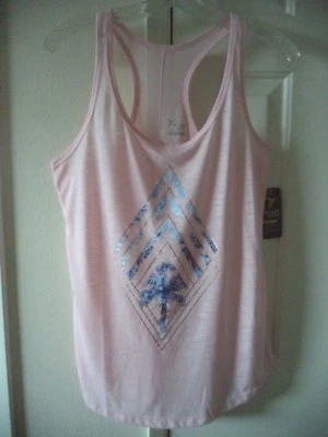 Old Navy Active Pink Burnout Geometric Blue Palm Tree Graphic Tank Top 12 14 L - Image 1 of 4