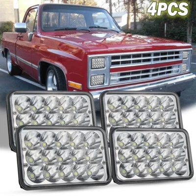 4"X6" 4PCS LED Headlights Hi/Low Beam For Chevy C10 Pickup Truck 1981 1982 1983 - Image 1 of 4