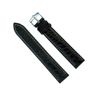 CORREA DE COCODRILO NEGRA GENUINA EXTRA LARGA DE 20 MM MB Y HEBILLA TUDOR DE ACERO GEN. - Imagen 1 de 6