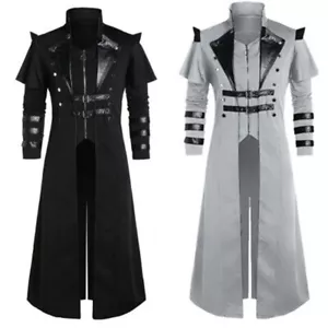 Stylische schwarze Mittelalter Steampunk Jacke für Herren Assassine Elfe Pirate - Bild 1 von 17