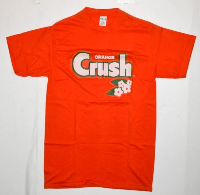 Vintage T-Shirt Orange Crush Soda Shirt Size S 70s Heat Transfer Fade Distressed - Image 1 of 4