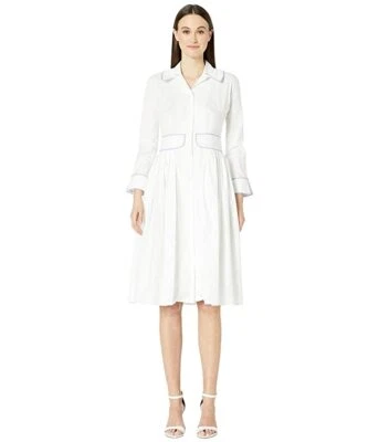 Zac Posen Cotton Poplin Dress (White/Lilac) Women's Dress Foto 1 de 4
