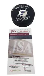 Adam Oates Brett Hull St Louis Blues Signed Autographed Puck Auto JSA HOF - Picture 1 of 2