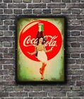 Coca Cola Coke Vintage  Poster Retro Logo Pin-Up Model Old Time Drinks Print Ad