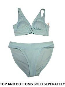 American Eagle Aerie Blue/Teal Striped Texture Swim Suit Choose Top or Bottoms - Picture 1 of 18