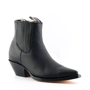 Grinders Unisex Erwachsene Mustang Schwarz Leder Zum Überziehen Knöchel Cowboy Western Stiefel - Bild 1 von 7