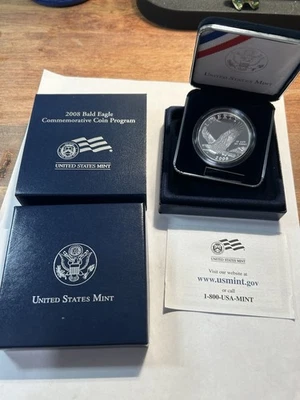 2008 Bald Eagle Commemorative 1oz Silver Dollar With OGP & COA - Image 1 of 4