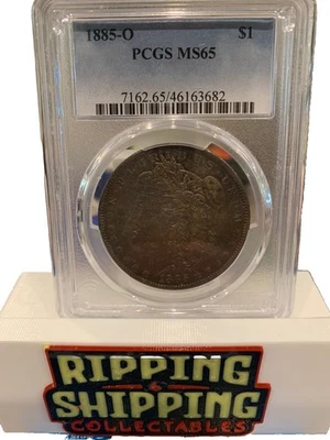 1885-O Morgan $1 Coin Graded by PCGS as MS65 with Incredible Gold Tone Coloring - Image 1 of 3