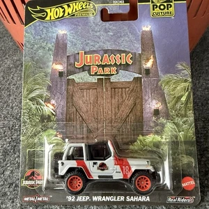 Mattel Hot Wheels Premium Pop Culture Jurassic Park 92 Jeep Wrangler Sahara - Picture 1 of 12