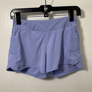 Athleta Girl Kids/Youth LARGE Record Breaker Shorts Purple Lined Zip Pocket - Picture 1 of 5