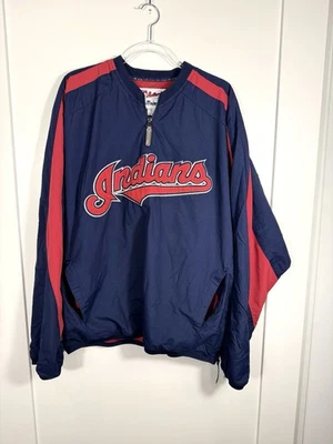 Majestic Cleveland Indians Pullover Jacket XL Navy Red MLB Authentic Collection - Image 1 of 4