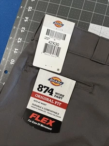 Dickies 874 Work Pants Size 42x30 Gray Original Fit Flex - New - Picture 1 of 9
