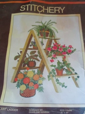 Vintage 1977 Sunset Stitchery “Plant Ladder” WOOL Embroidery Kit #2332 OpenPKG - Image 1 of 4