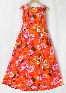 Vtg Sample Shop Waikiki Hawaii Maxi Dress Vibrant Color Floral Flared Size S - Picture 1 of 10