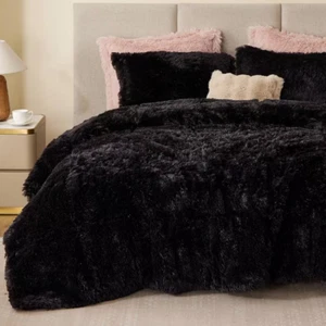 Leena Black Microfiber Twin/Twin XL Comforter Set - Picture 1 of 10