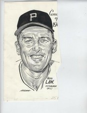 ORIGINAL AMADEE DRAWING VERN LAW  SPORTING NEWS AUTHENTIC BASEBALL !!!