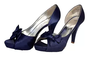 ZAPATOS MUJER MICHAELANGELO MARIBELLE 7,5 M - AZUL OSCURO SATINADO-TACONES/PLATAFORMA - LAZOS - Imagen 1 de 8