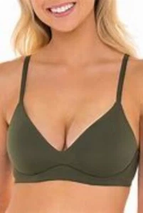 NO BOUNDARIES Wire Free Push-Up Bra 34D Olive Green with convertible back straps - Picture 1 of 14