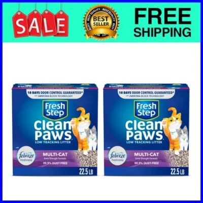 Fresh Step Clean Paws Multi-Cat Scented Litter with Febreze 22.5 lb 2 Pack