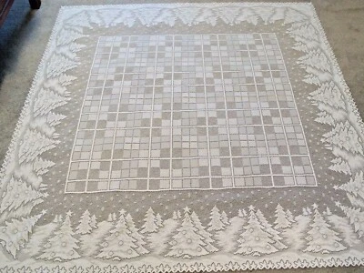 Lace Tablecloth White Winters Eve design  70 'x 90' - Image 1 of 4