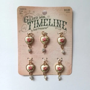 The Gilded Age Timeline Bead Treasures Victorian Heart Rose Charms Sparkle - Picture 1 of 5