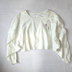 Magnlens Oversized Crop French Terry Sweater Size M Ivory NEW Nordstrom Womens - Picture 1 of 6