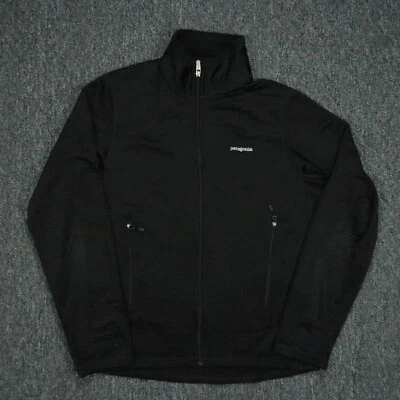 VINTAGE Patagonia Pullover Mens Small Black Full Zip R1 Fleece Waffle Grid * - Image 1 of 4