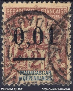 MADAGASCAR TYPE GROUPE 0.01 SUR 2c N° 51 AVEC OBLITERATION - Picture 1 of 2