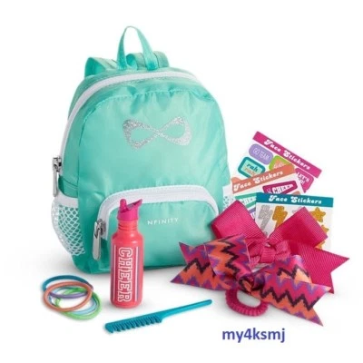 Muñeca American Girl NFINITY CHEER Accesorios CONJUNTO Mochila Lazos para el cabello para atuendo Foto 1 de 2