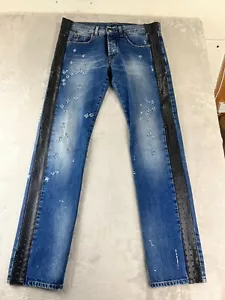 Alexander McQueen Men's Jeans Faux Leather Mens 34x32 Button Fly ITALY *Read* - Picture 1 of 16