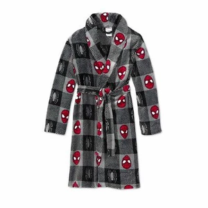Spider-Man Boy's Gray Print Superhero Fleece Bathrobe, Robe - Picture 1 of 3