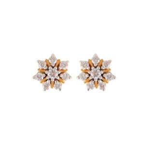 0,64 Cts Runde Brilliant Cut Natürliche Diamanten Ohrstecker In 750 18K Gelbgold - Picture 1 of 3