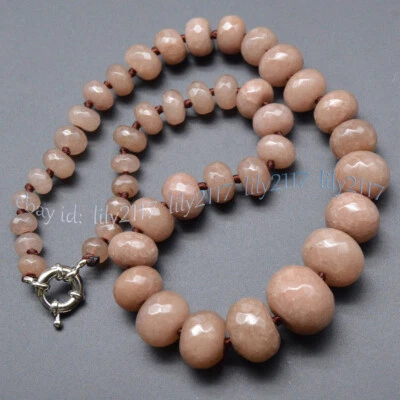 AAA Huge 10-20mm Faceted Gray Aquamarine Gemstone Rondelle Beads Necklace 18'' - Image 1 of 3