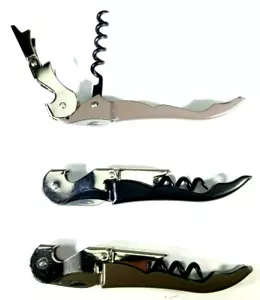 Lot of 3 Corkscrews Doubled Hinged Waiters Wine Key Bottle Opener w/ Foil Cutter - Picture 1 of 4