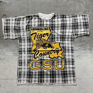Vintage 90s AOP Grambling State University Tigers HBCU Shirt Sz Large -USA Made- - Picture 1 of 21